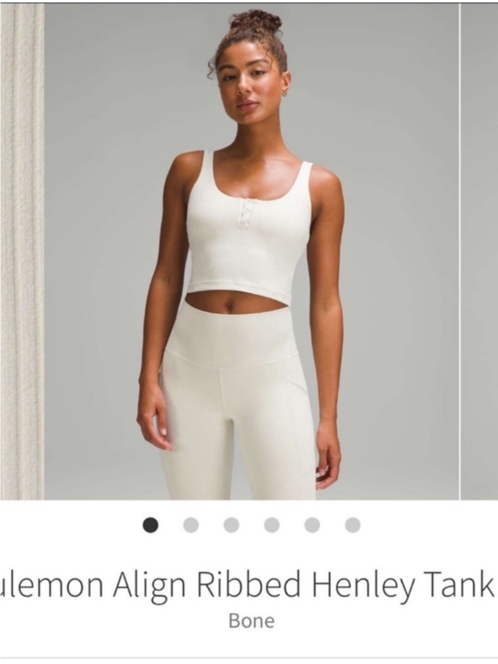 Lululemon Align Ribbed Henley Tank Top Bone Sz 8